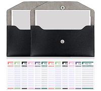 Xbsduih Enveloppe de portefeuille en espèces en PU de 2 pièces, enveloppe économique réutilisable imperméable avec feuilles de budget pour le suivi des dépenses de 12 feuilles