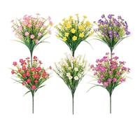 Xbsduih Fleurs artificielles pour l'extérieur, 6 paquets de plantes artificielles d'extérieur, fausses fleurs, plantes artificielles résistantes aux rayons UV, d'extérieur
