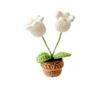 Xbsduih Fleurs faites à la main, plantes artificielles en pot au crochet, décoration de table en tissu, 1 pièce H