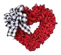 Xbsduih Guirlande en forme de coeur pour saint en forme de coeur pour porte avec un carreaux, signal de bienvenue en tissu romantique pour mariage durable, facile à installer