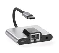 Xbsduih Hub Adaptateur réseau LAN de type C à Ethernet Station d'accueil pour charge rapide USB C vers audio PD de 3,5 mm pour ordinateur portable, téléphone portable, durable