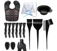 Xbsduih Kit de coloration des cheveux 16 pièces : bol à colorier les cheveux, agitateur pour cheveux, brosse à teinture, couvre-oreilles, épingle à cheveux, cape pour colorer les cheveux