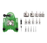 Xbsduih Kit de coupe diamantée 17 pièces Set de forets avec rail à double ventouse Dispositif de guidage de 4 mm-83 mm Perceuse durable Installation facile