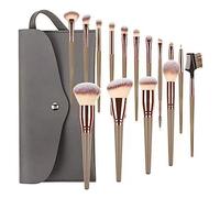 Xbsduih Lot de 15 pinceaux de maquillage champagne pour fond de teint ensemble complet de pinceaux de maquillage