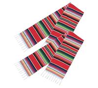 Xbsduih Lot de 2 14 avec 84 Pouces Mexicain Runner 14 X 84 Pouces Mexicain Décorations de la Fête de Mariage de la Frange de Coton Serape Blanket Runner (Rouge)