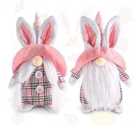 Xbsduih Lot de 2 Gnomes Lapin Gnome de Pâques Elfe Nain Décorations pour la maison pour les vacances, décoration printanière de Pâques, figurine de collection 22 x 11 x 6 cm
