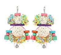 Xbsduih Lot de 2 jouets pour oiseaux suspendus, doux naturels, boule unique, bec, mâchage, fourrage, jouets pour perroquets, calopsitte, coniques, 2 pièces