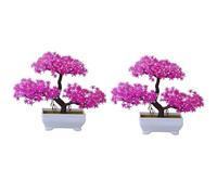 Xbsduih Lot de 2 plantes artificielles en plastique bonsaï pour petites, fausses plantes, fleurs, ornements en pot pour la maison, table, durables, faciles à installer, faciles à utiliser, couleur