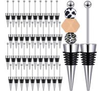 Xbsduih Lot de 40 bouchons à vin avec perles pour la décoration de bouteilles de vin, bouchons de vin avec perles, boîtes à vin en alliage réutilisables, pour boissons, cadeaux durables