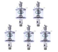 Xbsduih Lot de 5 injecteurs à goutte pour gravité d'huile moteur de 50 ml, tasses à huile avec valve à aiguille, tasses à huile en verre, tasses à huile pour machines-outils faciles à utiliser