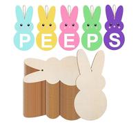 Xbsduih Lot de 50 découpes de lapin de Pâques en bois de 7 pouces non finis en bois de lapin de Peep Lapin vide