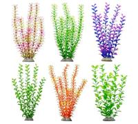 Xbsduih Lot de 6 kits de décoration de paysage d'aquarium de simulation de paysages de plantes kit de décoration d'aquarium de fleurs de soie aquatique en plastique aquatique