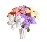 Xbsduih Lot de 6 lis, faits à la main, cadeau pour la fête des mères, tulipe, rose, fleurs au crochet, bouquet de fleurs artificielles, comme montré, fil, décoration de bureau, cadeau