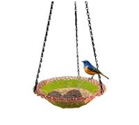 Xbsduih Mangeoire à oiseaux en métal à suspension explosive Mangeoire à oiseaux pour animaux de compagnie résistante facile à utiliser rose
