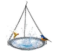 Xbsduih Mangeoire à oiseaux en métal avec suspension à explosion mangeoire pour extérieur, mangeoire à oiseaux pour animaux domestiques, mangeoire à oiseaux durable, facile à installer gris