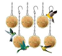Xbsduih Mangeoires pour oiseaux à bille de 6 pièces, mangeoires pour boules sauce pour oiseaux, mangeoires pour oiseaux suspendus en métal avec crochets, mangeoire pour boules sauce ronde