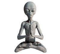Xbsduih Méditation de Sorcellerie Statue Alien Mini Ornement en Résine Jardin Alien Bureau Maison Jardin Art Décor pour Intérieur Extérieur