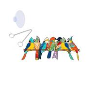 Xbsduih Ornement à suspendre aux fenêtres avec oiseaux colorés multicolores, oiseaux en acrylique attrape-rêves sur panneau pour fenêtres en fil métallique 15,4 x 10,9 cm