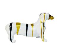 Xbsduih Ornement de chien saucisse, statue de teckel, figurine de chien avec ornement d'animal moderne teckel, chiot en pieds, sculpture de chien durable C