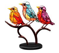 Xbsduih Ornements de bureau colorés avec oiseaux sur branches, ornement de bureau en métal coloré avec oiseaux multicolores, ornement coloré durable facile à utiliser