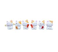Xbsduih Ornements de Chats Chanceux Chats de la Richesse 6 Pièces de Figurines Fortune Miniature Mignon Chaton Modèle en Résine Ornement de Bureau Facile à Utiliser