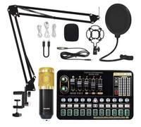 Xbsduih Paquet Équipement pour Podcast Carte Son de la Variante Bm800 Microphone Ensemble Complet d'Accessoires de Transmission de