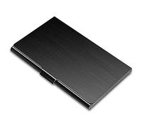 Xbsduih Porte-cartes de visite, porte-cartes de visite, porte-cartes de visite, porte-cartes en métal, de poche, porte-cartes de visite, fermeture par boucle, noir, Noir