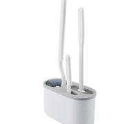 Xbsduih pour WC Blanc 3 en 1 Porte Brosse de toilette en Silicone pour Montage Mural TPRS pour Nettoyage Détaillé en Nylon Nettoyeur pour Espaces Vides WC Salle de Bains B