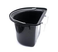 Xbsduih Seau en plastique noir avec dos plat pour l'alimentation des animaux, en plastique et métal avec poignée en métal. Convient pour et de l'eau pour