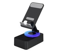 Xbsduih Support de téléphone portable 3 en 1, Power Bank audio, haut-parleur pour appels Bluetooth, bureau rotatif pliable multifonction facile à installer Noir