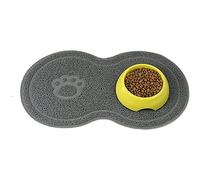 Xbsduih Tapis en PVC imperméable antidérapant pour l'alimentation des animaux domestiques, plateau d'alimentation des animaux pour chiens et chats (gris)