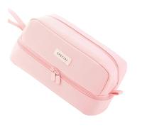 Xbsduih Trousse de grande capacité pour stylos avec 2 compartiments pour filles, garçons, adolescents, étudiants, adultes, café, rose