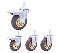 XBSXP 4 Pcs Filetage M12 roulettes Robustes en Caoutchouc Pivotant Silencieux en Caoutchouc Pneumatique pour Meubles Et roulettes De Tige De Transport Industriel pour Chariot Chariot (Co