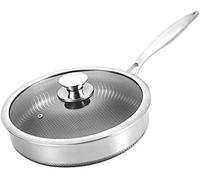 XBSXP Poêle à Frire, Poêle à Frire antiadhésive en Acier Inoxydable Revêtement renforcé de céramique, Grande poêle à Induction Ustensiles de Cuisine pour saisir la Viande, Cuire Les crêp