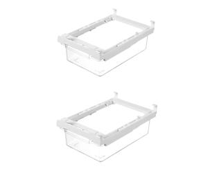 XBTNCYFE Boîte De Rangement Rétractable Transparente for Réfrigérateur, Panier De Rangement for Cloison De Réfrigérateur Anti-odeur, Boîte De Rangement Suspendue(Transparent 2pcs)