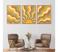 XBTYKPB Affiches d'art bohème vintage des années 70, soleil psychédélique, dégradé de couleurs abstrait, peinture sur toile, impressions murales, image pour chambre, maison, 40 x 60 cm, sans cadre