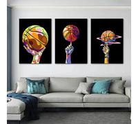 XBTYKPB Affiches de basket-ball, affiches de sport vintage, peinture sur toile, art mural, salle de sport, chambre d'enfants, décoration d'intérieur, impressions sur toile 30 x 45 cm x 3 sans cadre