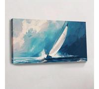 XBTYKPB Bateau en difficulté, aventure en mer, affiche impressionniste sur toile, art mural pour salon, chambre à coucher, couloir, décoration murale 80 x 160 cm avec cadre