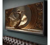 XBTYKPB Danse dorée, Toile représentant une danseuse, Art mural au mouvement éthéré, Décoration intérieure luxueuse, Peinture figurative artistique sur toile (80x150cm/cadre intérieur)