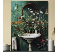 XBTYKPB Décoration de chambre vintage, toile botanique, tableau mural floral, imprimé fleurs sauvages, tableau vert, plantes, 30 x 45 cm, sans cadre