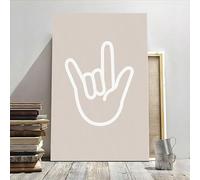 XBTYKPB Décoration murale neutre « Je t’aime » sur toile (80 x 120 cm, sans cadre) pour salon, chambre ou couloir