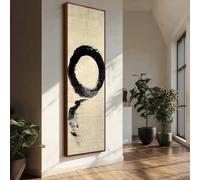 XBTYKPB Décoration verticale Japandi Wabi Sabi, toile murale circulaire étroite, impression haute et étroite, peinture sur pierre, décoration minimaliste sur toile (55 x 110 cm/cadre intérieur)