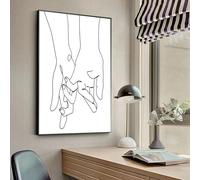 XBTYKPB Dessin au trait à la main Couple noir et blanc Impressions d'art mural Impressions sur toile Amour Baiser Affiches Peinture Autocollants Peintures murales Décor 50x70cm Sans cadre