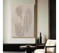 XBTYKPB Grand tableau texturé 3D beige, toile abstraite en plâtre, art mural Wabi Sabi, tableau minimaliste, 80 x 120 cm, avec cadre