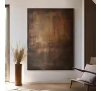XBTYKPB Grande peinture abstraite noire et marron minimaliste, art mural, peinture Wabi-Sabi, toile, peintures texturées, décoration de chambre, 80 x 120 cm, avec cadre