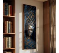XBTYKPB Impression Bouddha Sombre - Toile de méditation haute et étroite - Décoration Zen verticale pour studio de yoga - Pièce spirituelle longue et fine (65 x 195 cm/Sans cadre)