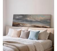 XBTYKPB Impression de dune de sable côtière, grand tableau panoramique mural, toile horizontale allongée, grande peinture encadrée, décoration de paysage marin neutre (50 x 150 cm/cadre intérieur)