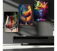 XBTYKPB Impression sur verre à vin coloré, décoration murale abstraite sur toile, art mural de cuisine, peinture décorative pour chambre à coucher (30 x 50 cm x 3, cadre intérieur)