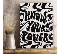XBTYKPB Impressions sur toile Art déco - Toile, Connaissez votre pouvoir, art mural avec motif uni - Peinture de chambre en noir et blanc, impressions d'art 30 x 45 cm, sans cadre