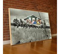 XBTYKPB Pause déjeuner iconique avec La Cène, toile industrielle surréaliste, art mural multi-époque, décoration urbaine vintage en noir et blanc (30x40cm/cadre intérieur)